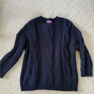 Edikted Navy Cable Knit Sweater